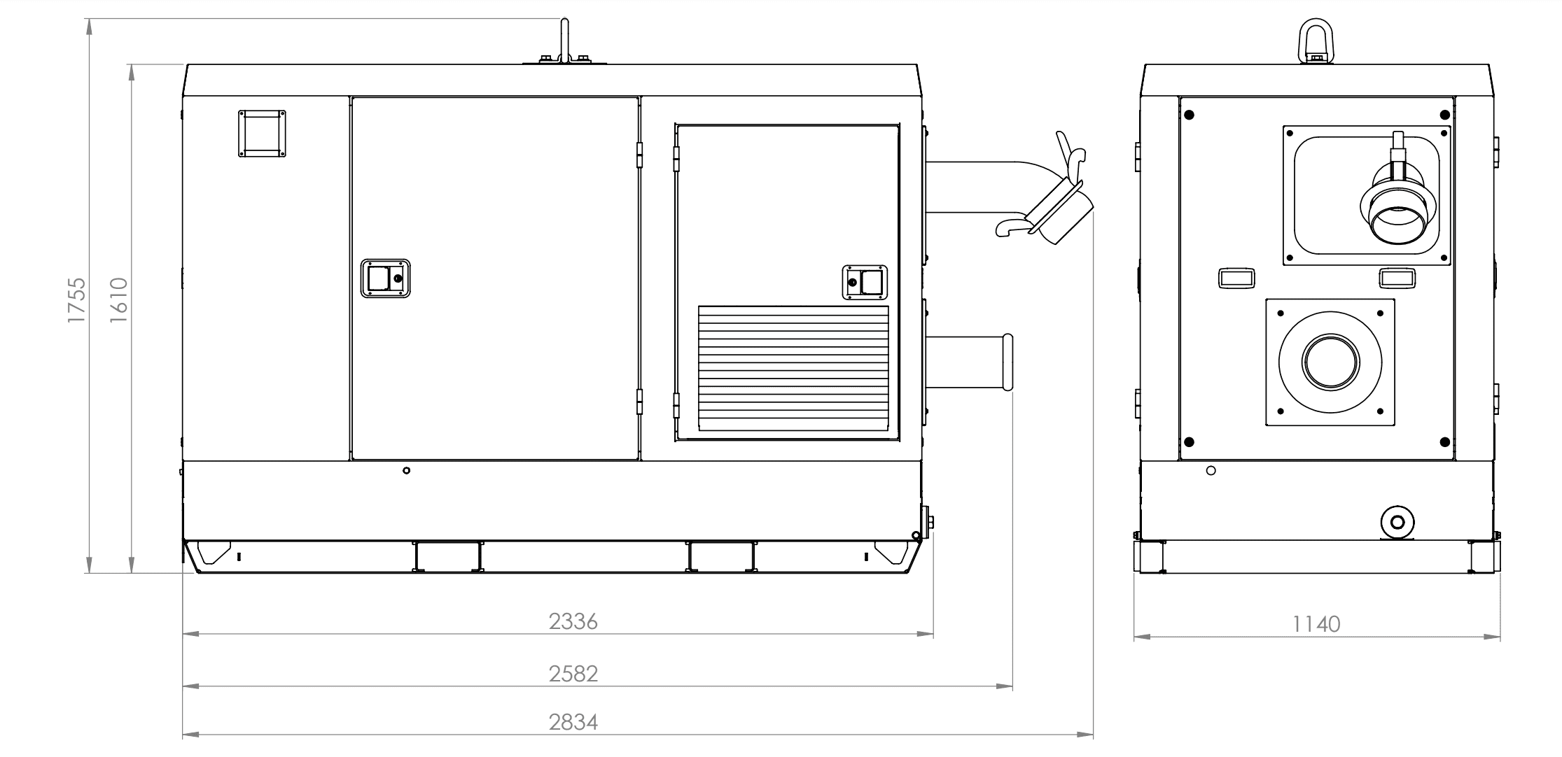 Mechanical Dimensions & Weights of Pioneer 150SL-EVO